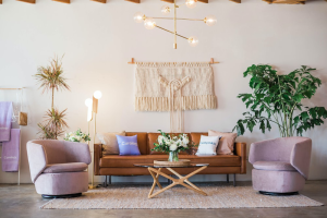 Pink sofas in a living room