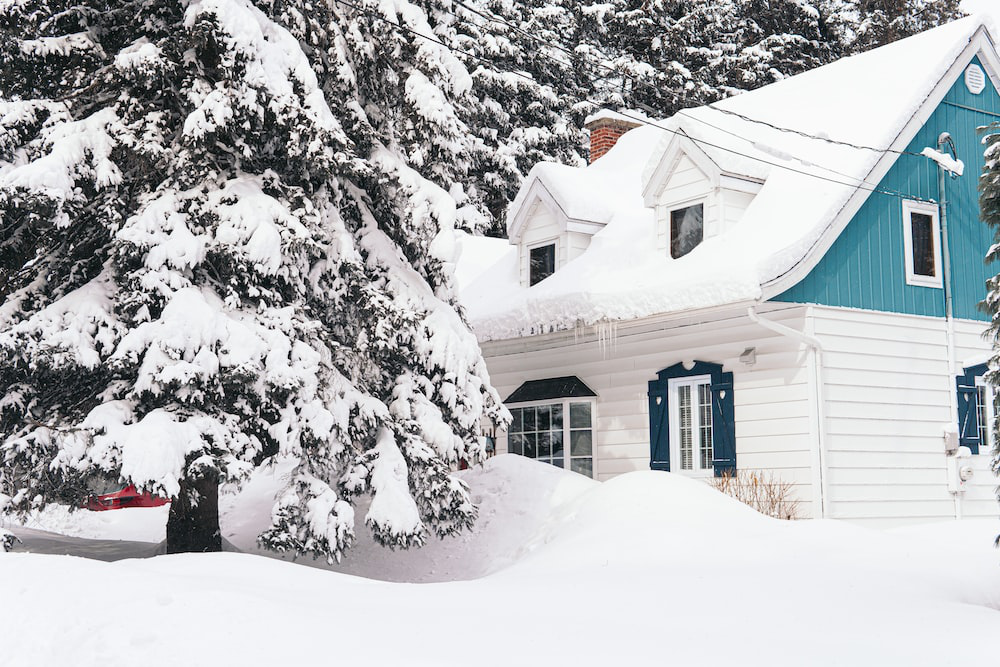 A snow-covered house