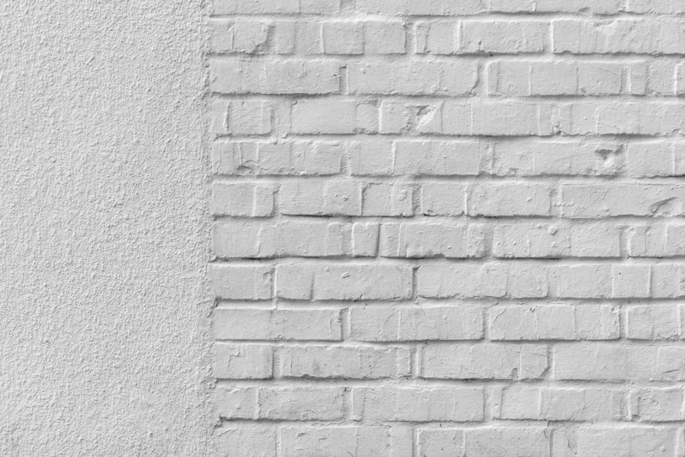 a white brick wall.