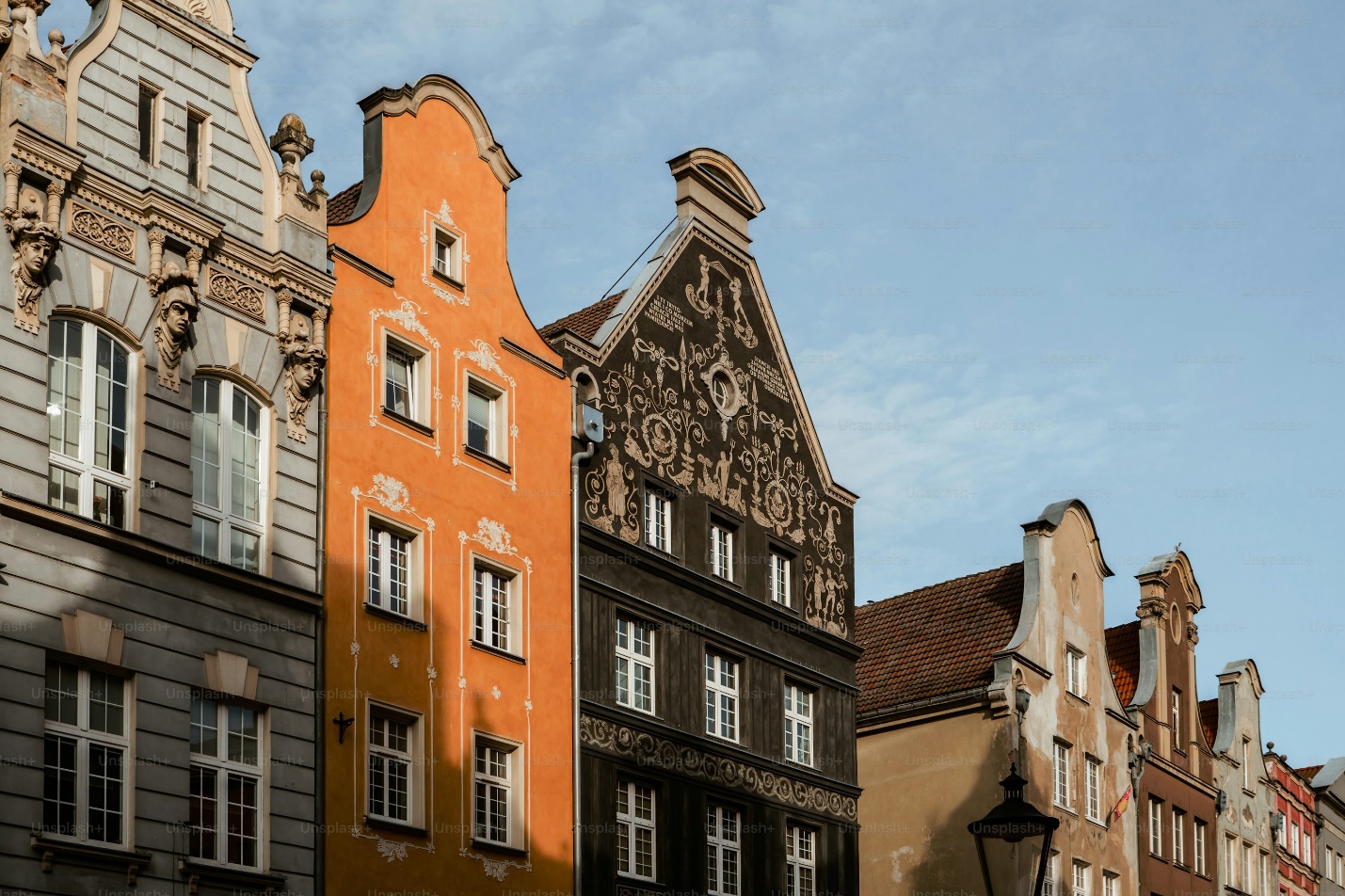 A row of colorful buildings