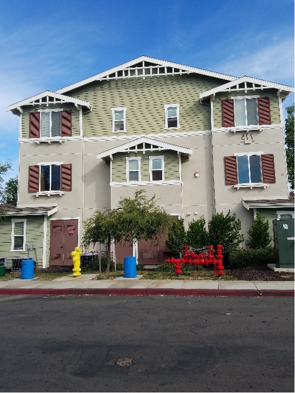 a newly painted commercial building