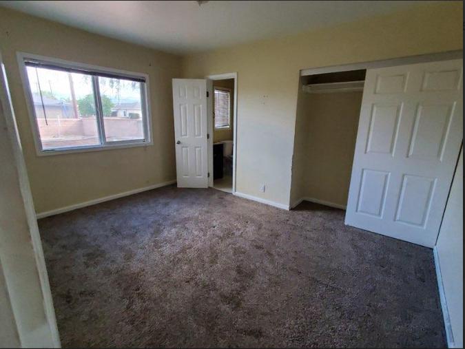 a room with a glass window.