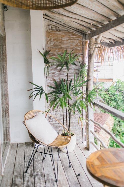 an outdoor space with furnishings.