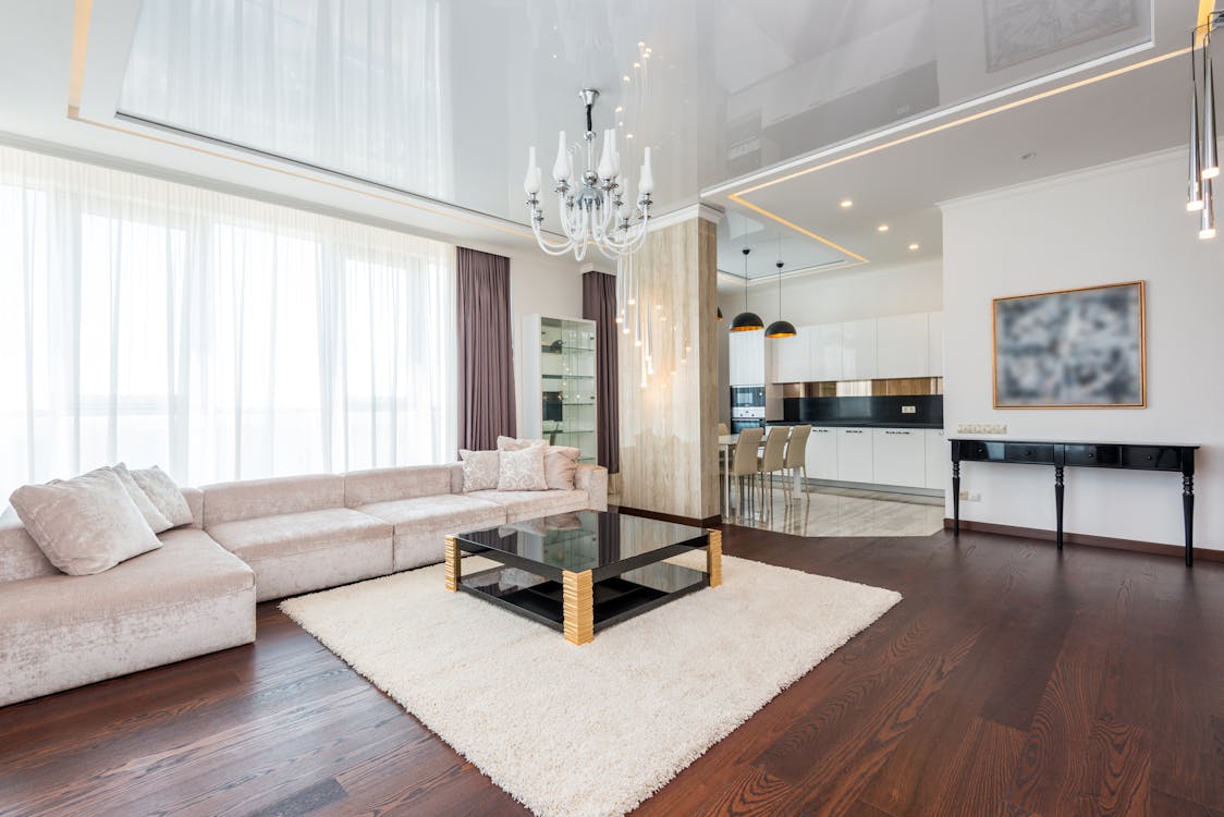 an interior space with wooden flooring.