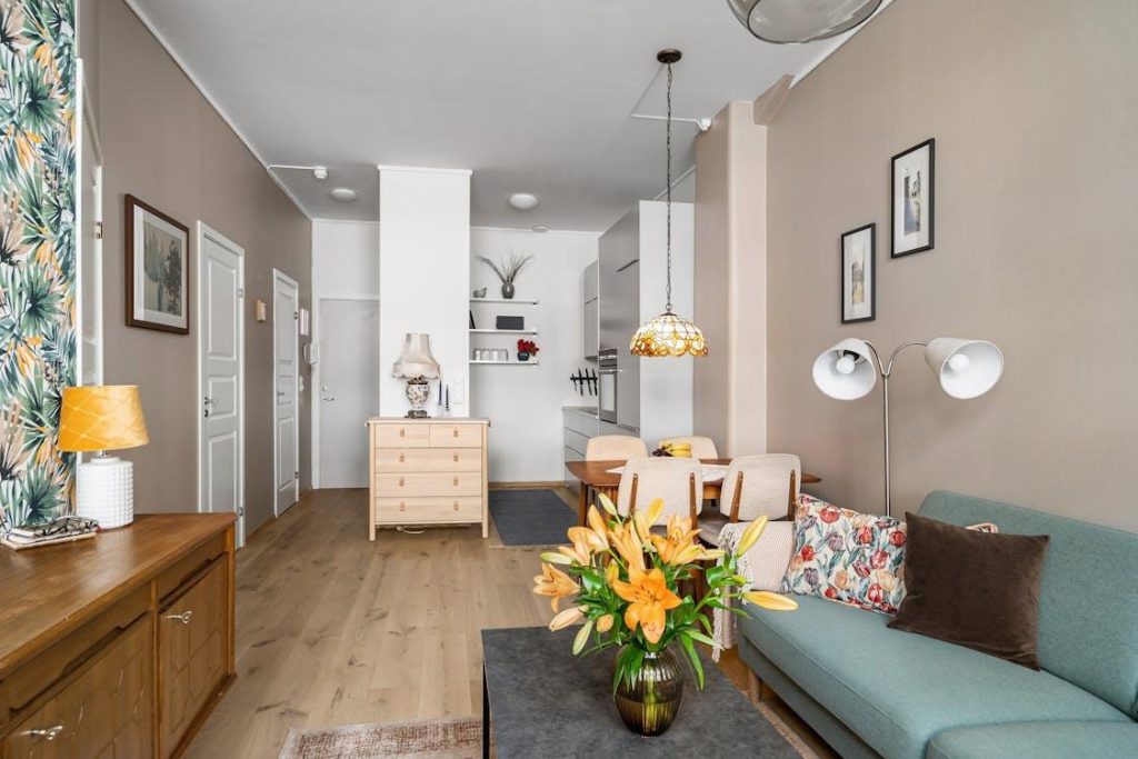 an interior space with neutral colors.