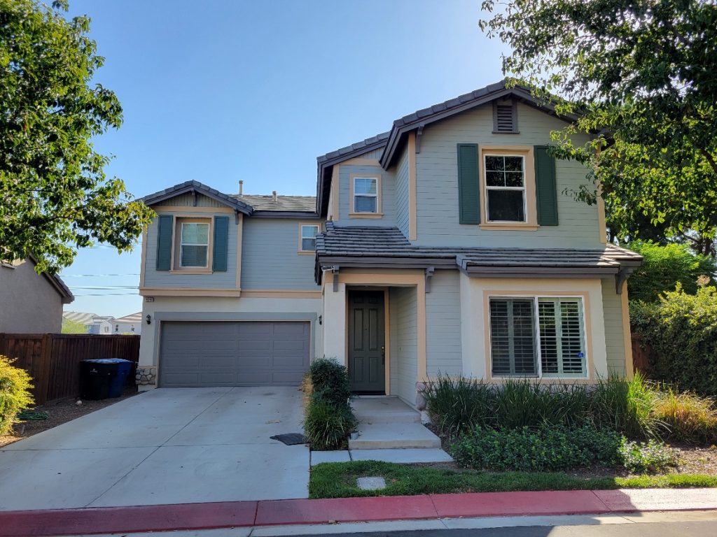 A professionally painted house exterior