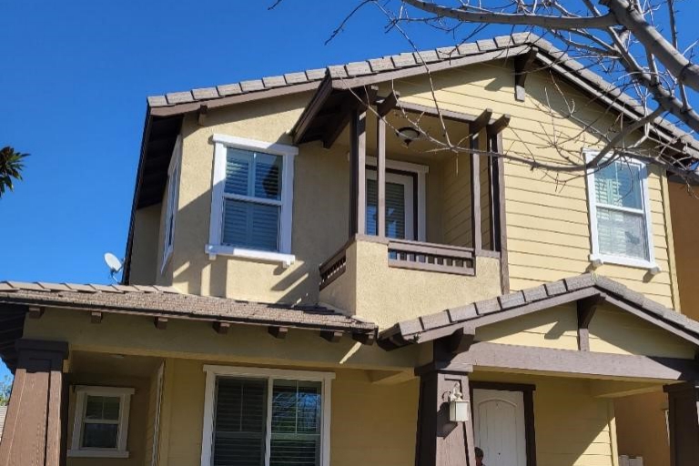 Aesthetic exterior of a home covered in a pastel shade