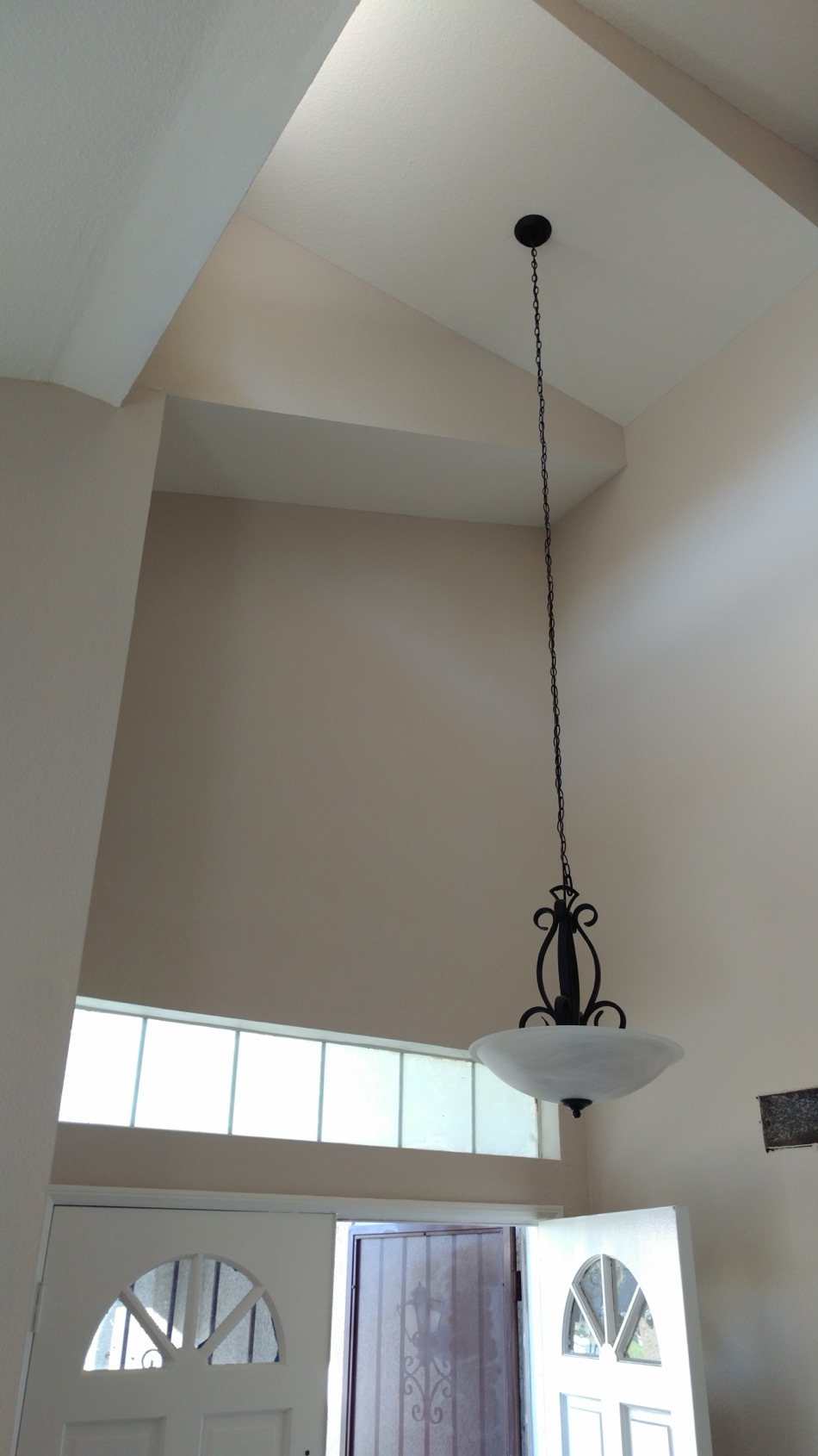 a pendant light in an interior space.